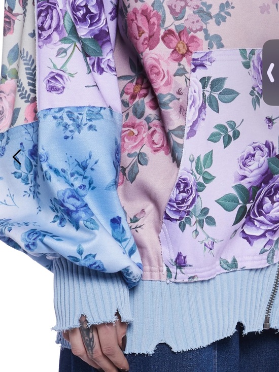 dELiA*s Pastel Patchwork Floral Shades Of Cool Zip Hoodie Pink Blue S NWOT - Picture 5 of 15